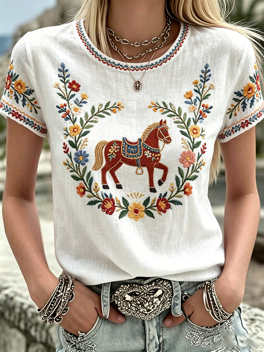 Women's Summer Floral Print Casual T-shirt