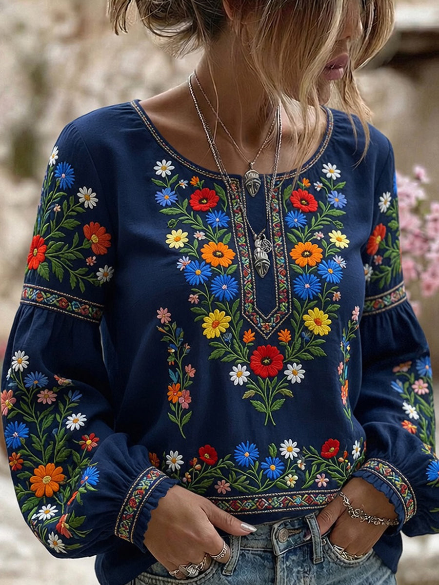 Retro Midsummer Festival Art Print Relaxed Top
