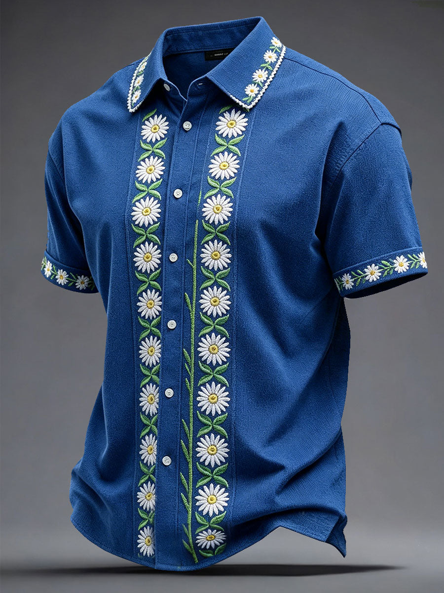 Lord's Sweden Floral Art Printed Linen Shirt