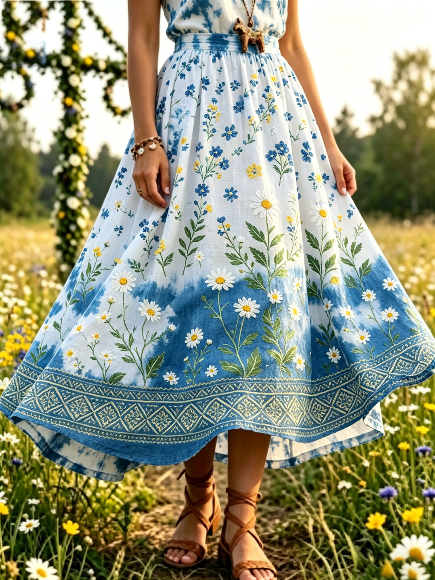 Ladies' Swedish Midsummer Festival Art Print Skirt