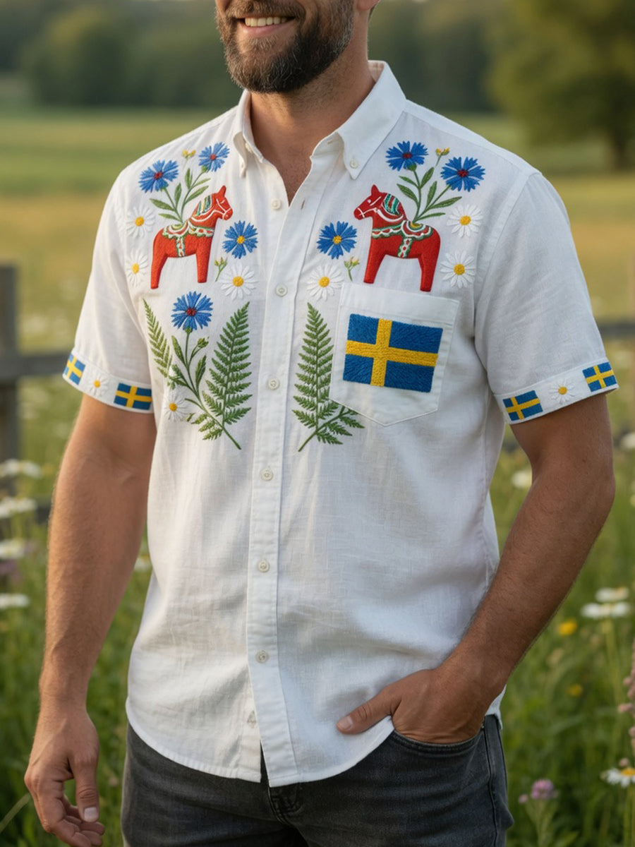 Retro Midsummer festival art print relaxed sweatshirt