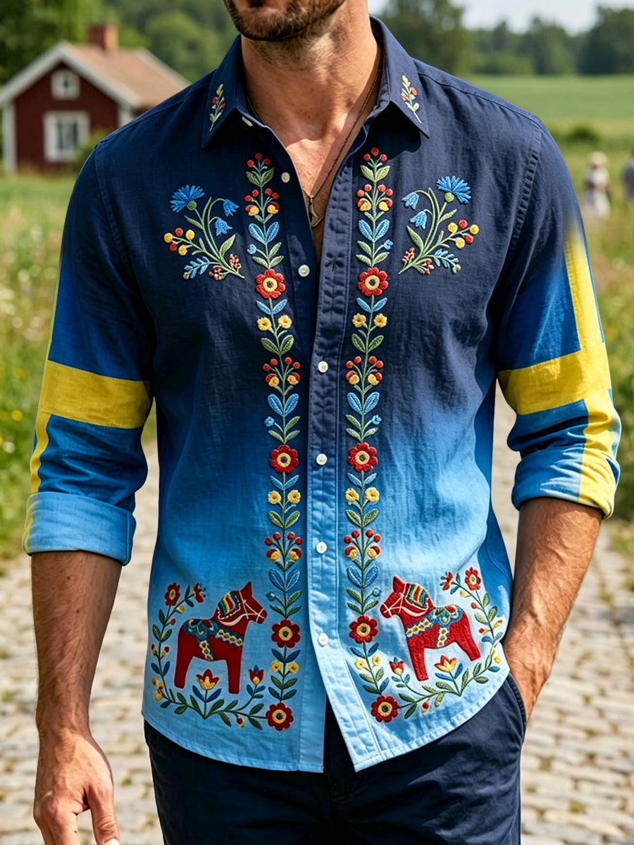 Mr. Retro Swedish Midsummer Floral Carousel Casual Sweatshirt