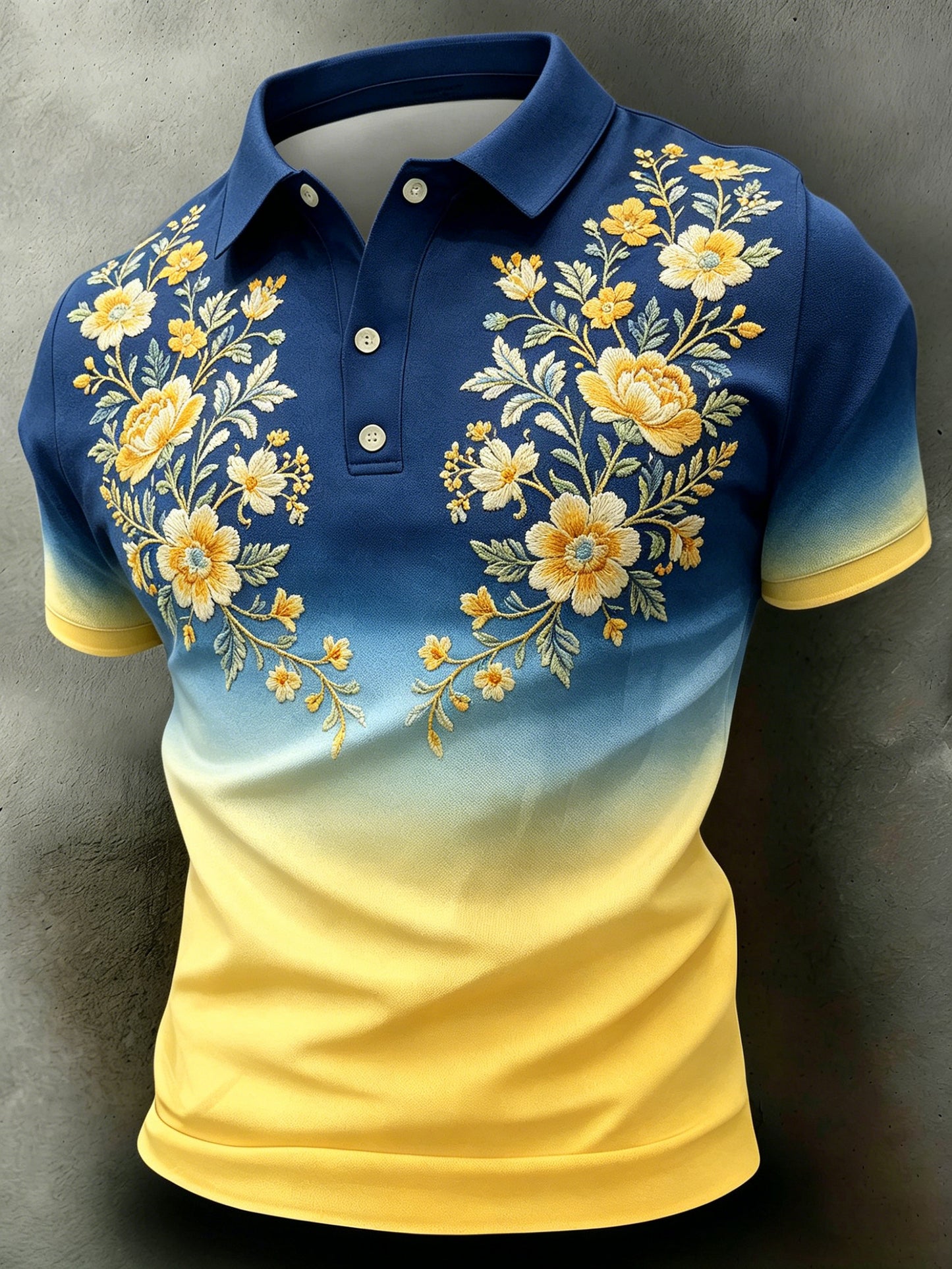 Herrpolotröja med kort ärm och konstprint som firar den svenska midsommarfesten