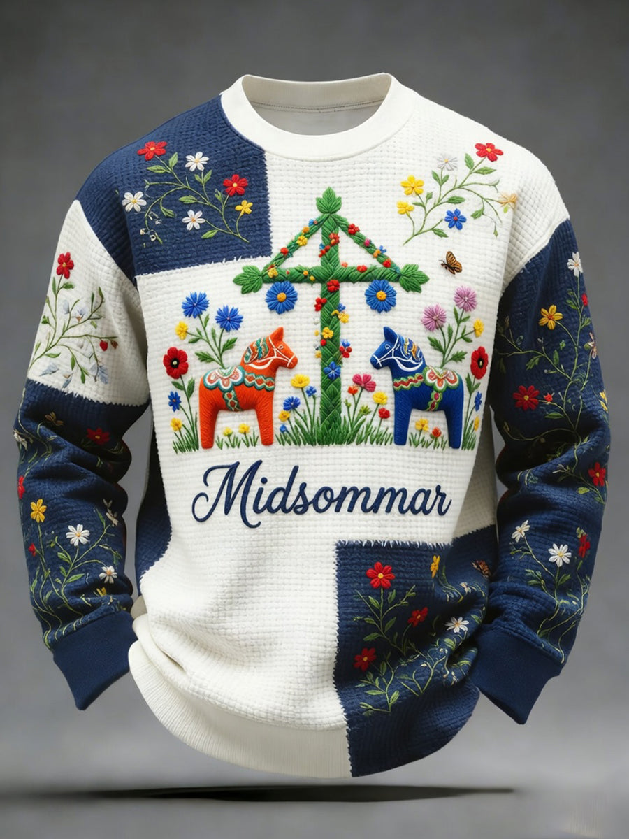 Retro Midsommar Festival Konst Skriv ut Casual Crewneck Sweatshirt