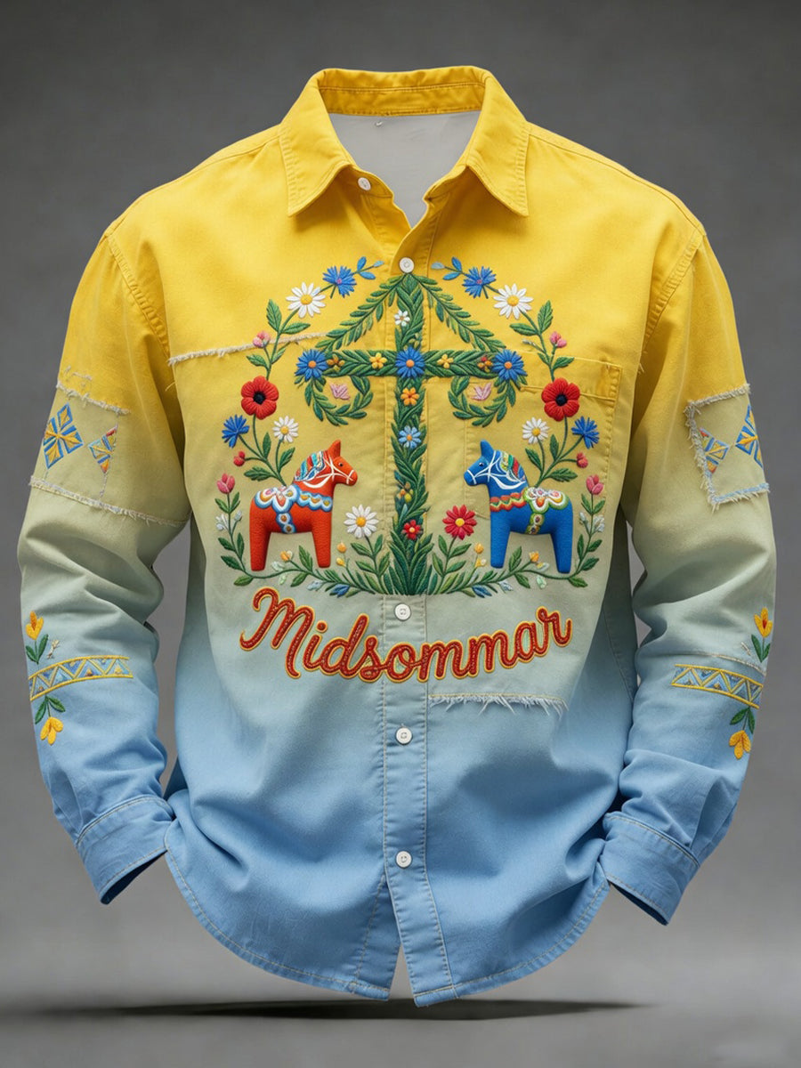 Retro midsommarfest konsttryck avslappnad tröja