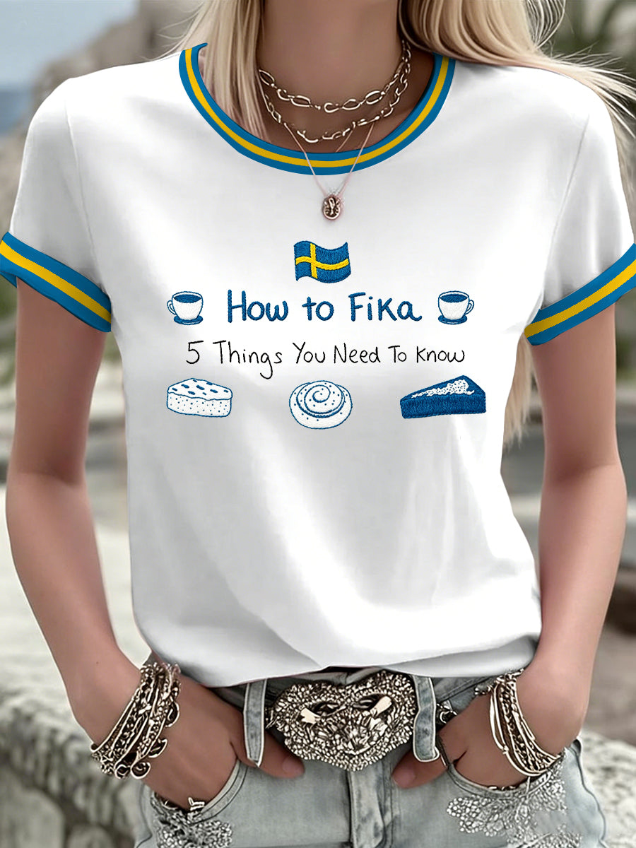 Ladies' Swedish print t-shirt