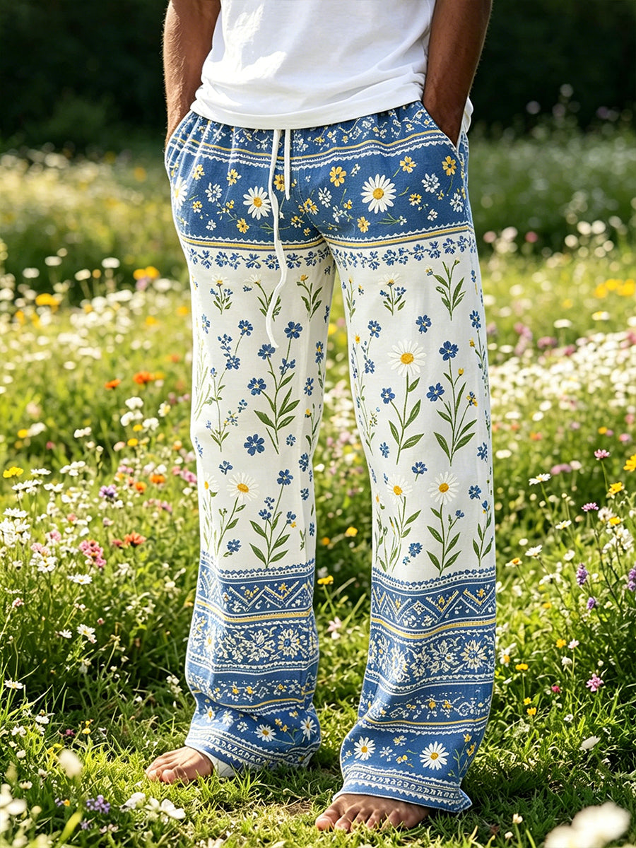 Herrkläder Midsommar Blommig tryck Casual Byxor