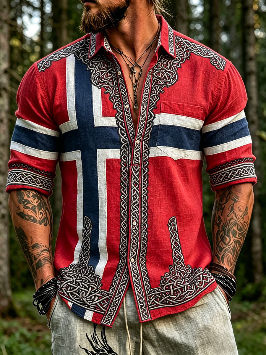 Men's Nordic Scandinavian Style Viking Art Printed Shirt