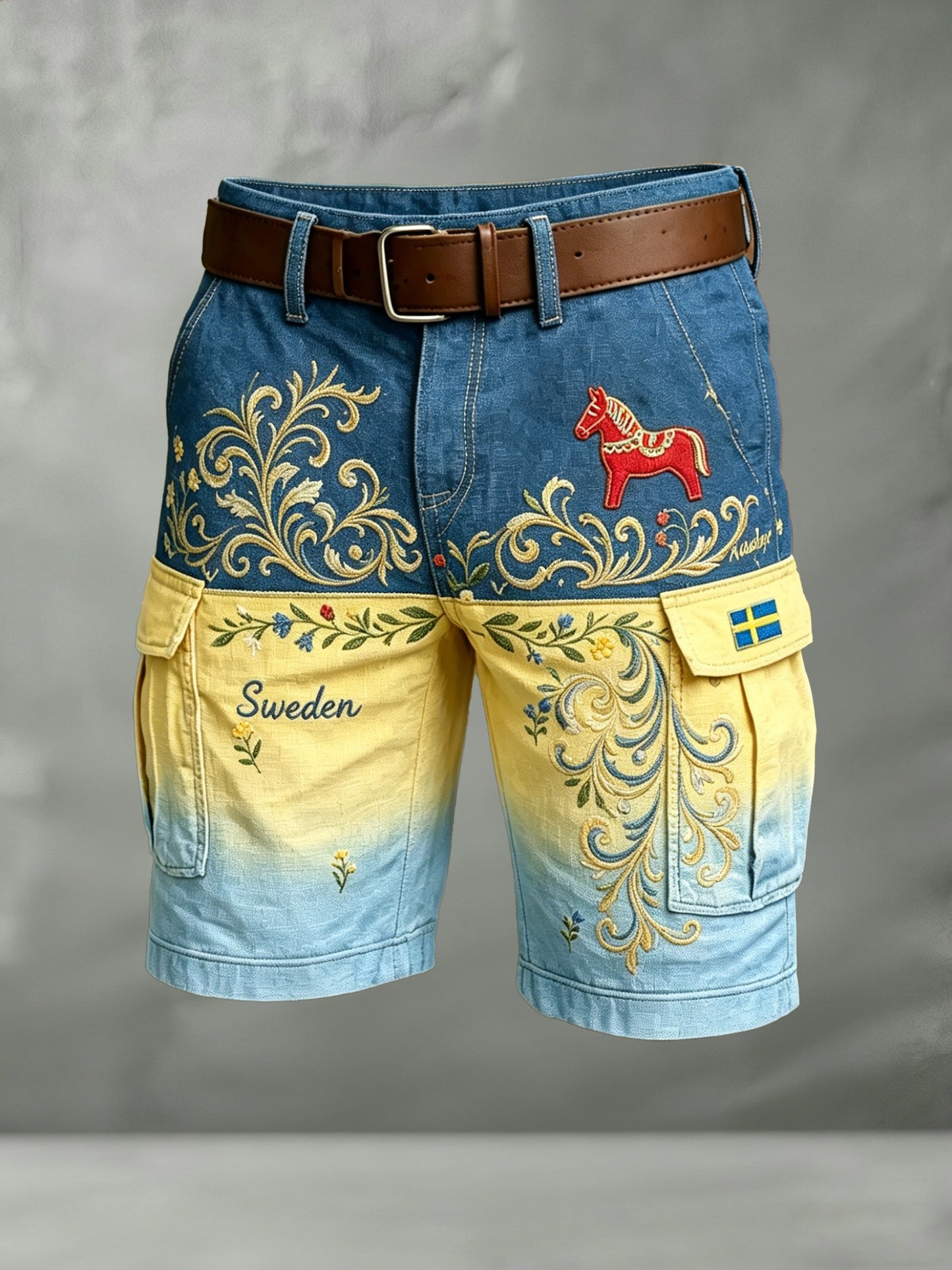 Men's shorts with art print commemorating Sweden's National Day