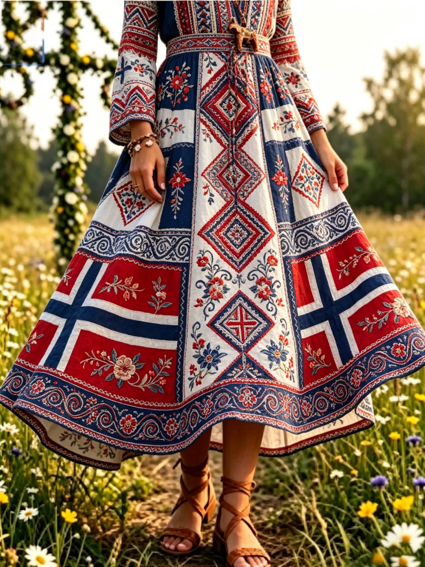 Norwegian Viking for Women Scandinavian-Inspired Art Print Midi Skirt