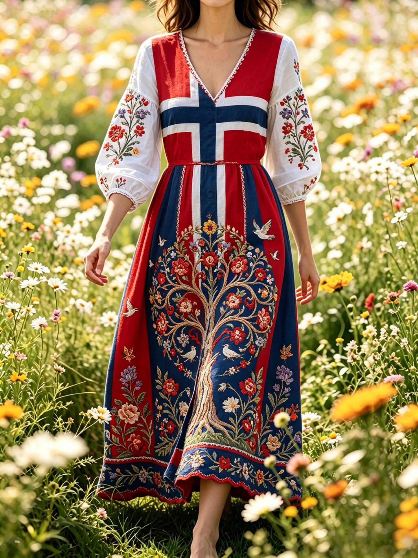 Norwegian Viking for Women Scandinavian-Inspired Art Print Long Dress
