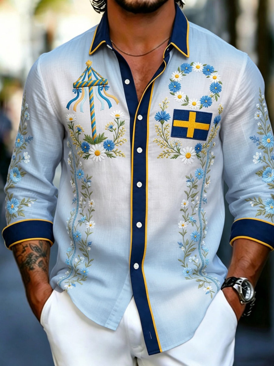Retro svensk midsommarkonsttryck avslappnad tröja