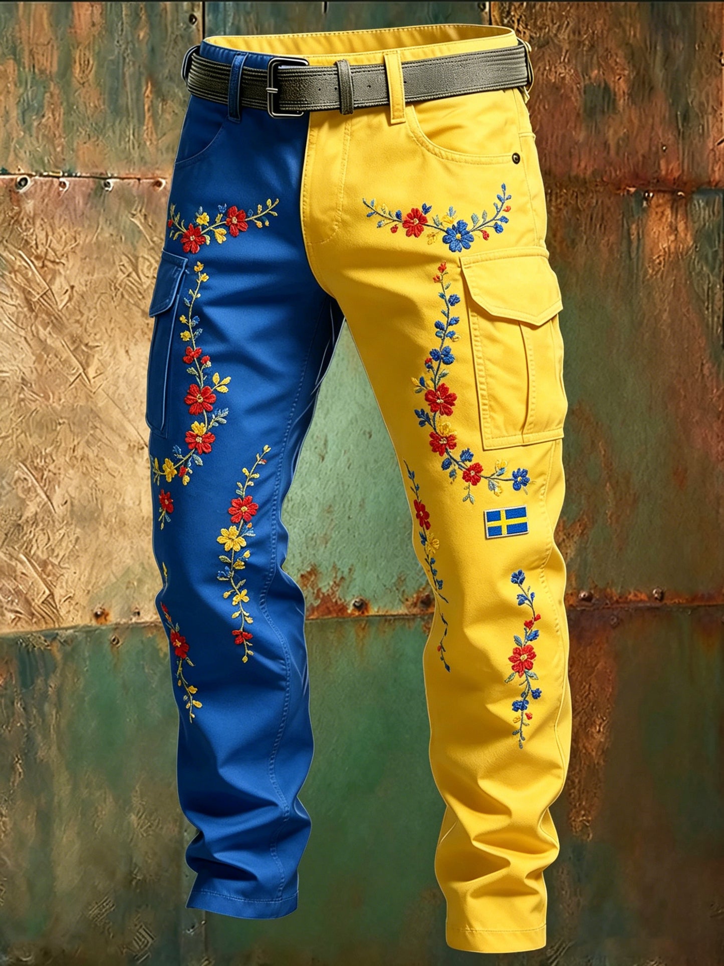 Men's Swedish National Day and Midsummer Festival Commemorative Art Print Trousers