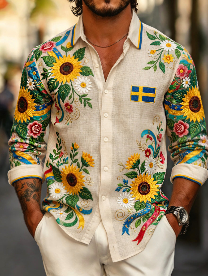 Men's Swedish Midsummer Party Art Print Long Sleeve T-Shirt
