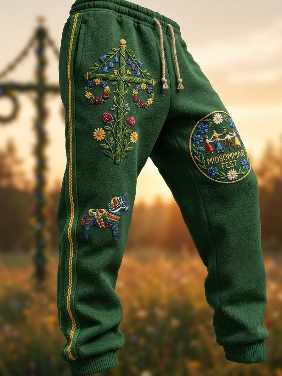 Men's Retro Swedish Midsummer Folk Floral Leisure Shirt