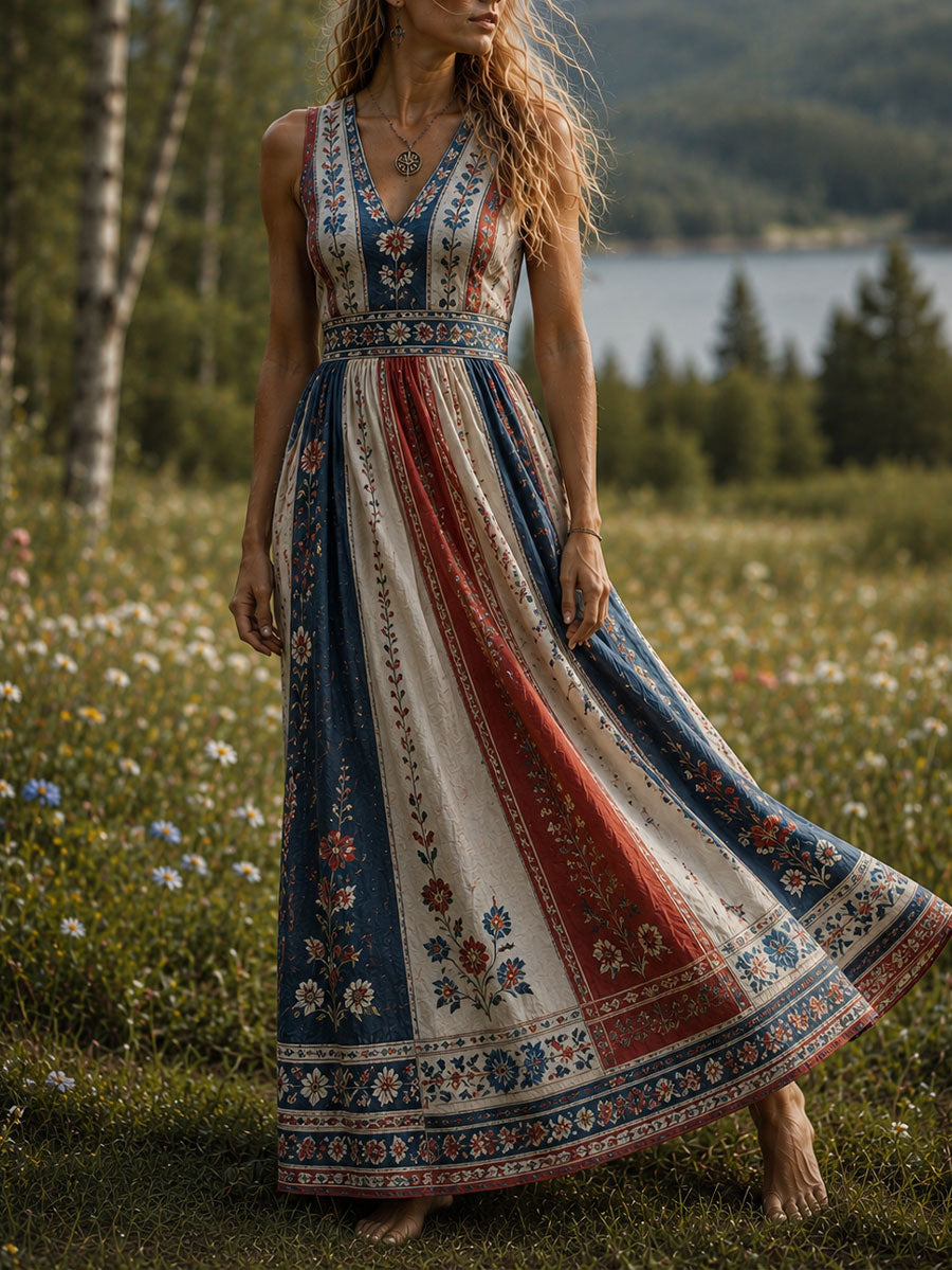 Women's Scandinavian style dress with Nordic art print