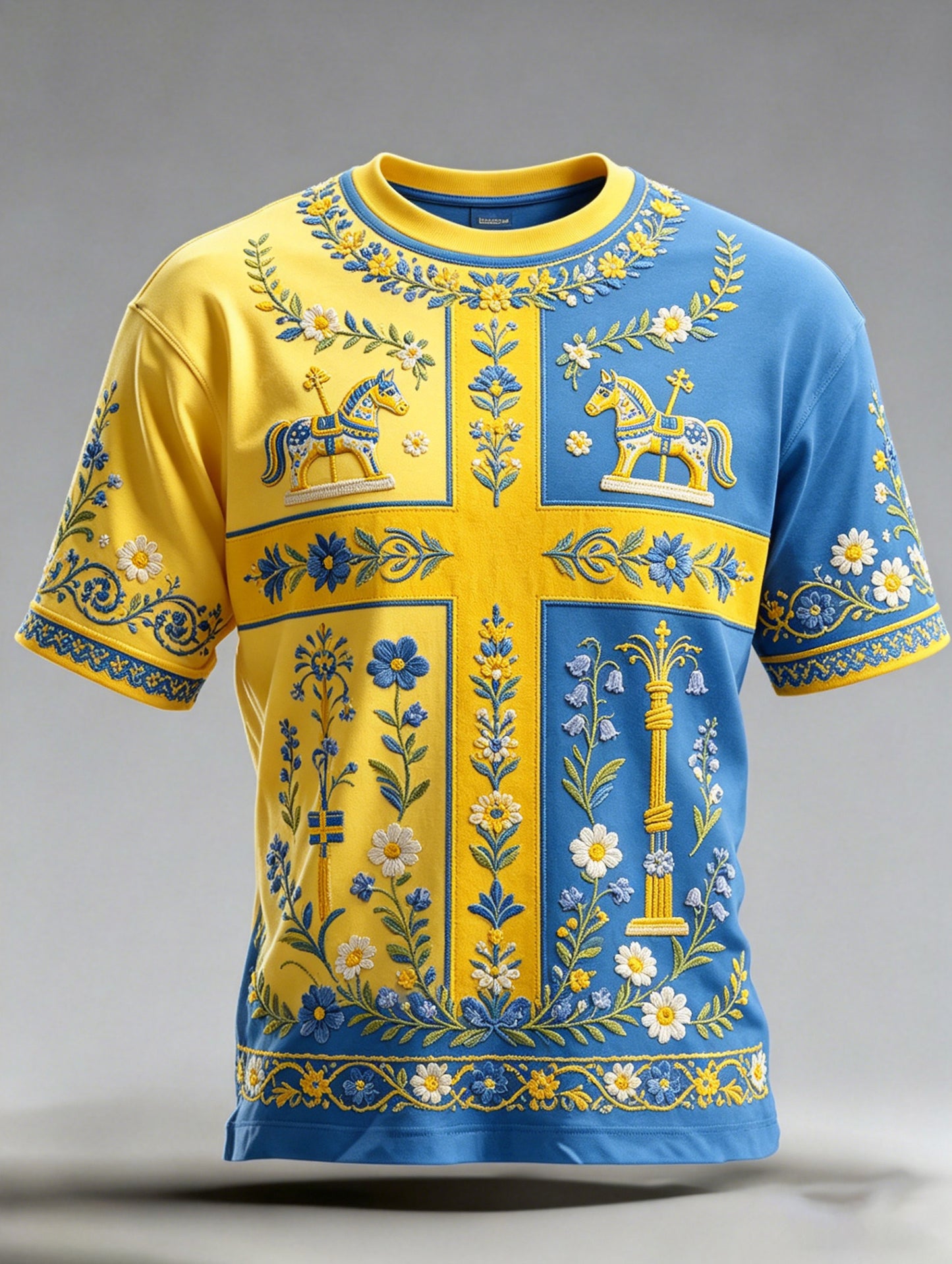 Men's art print t-shirt commemorating Sweden's National Day, short-sleeved