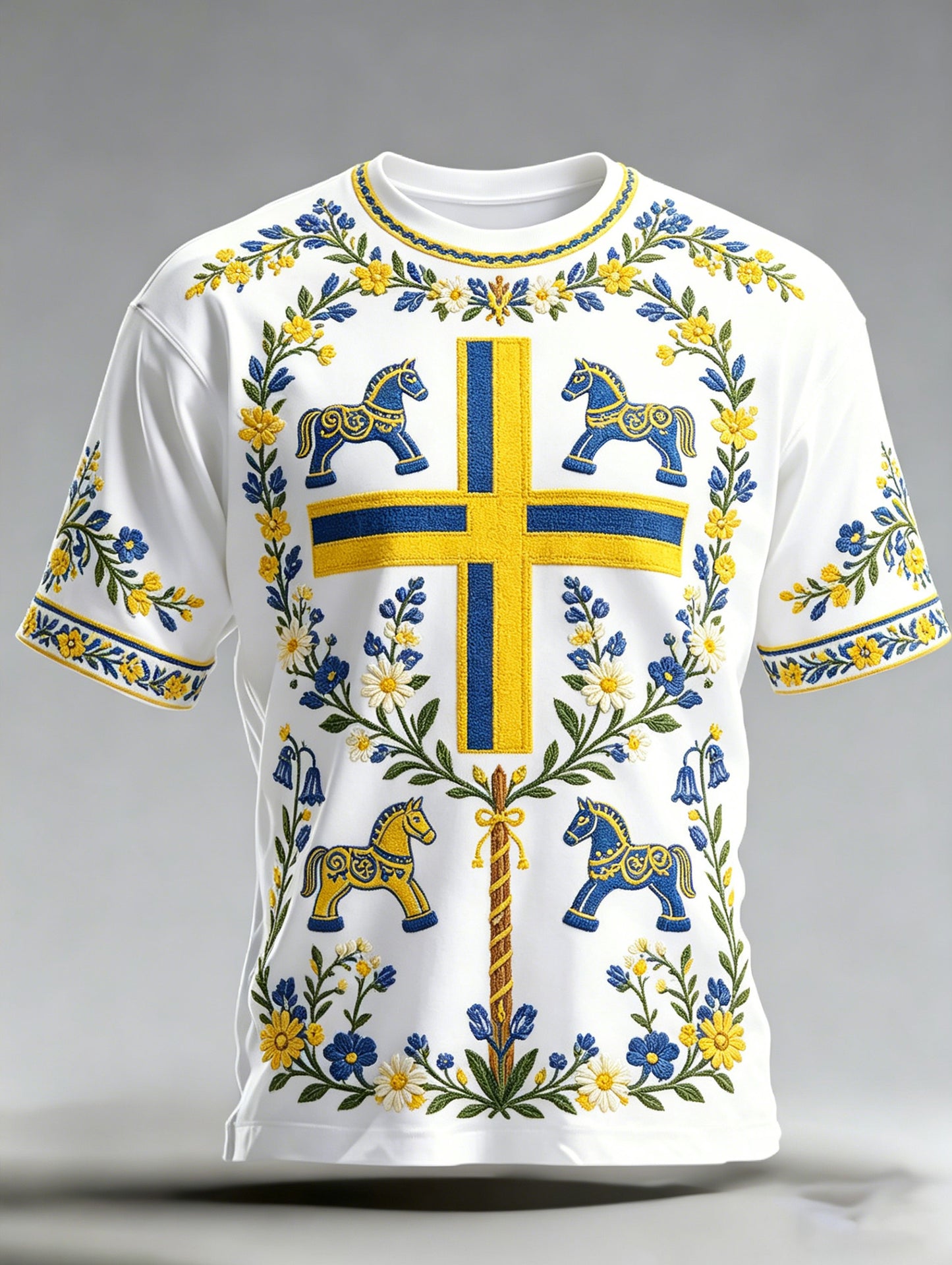 Men's art print t-shirt commemorating Sweden's National Day, short-sleeved