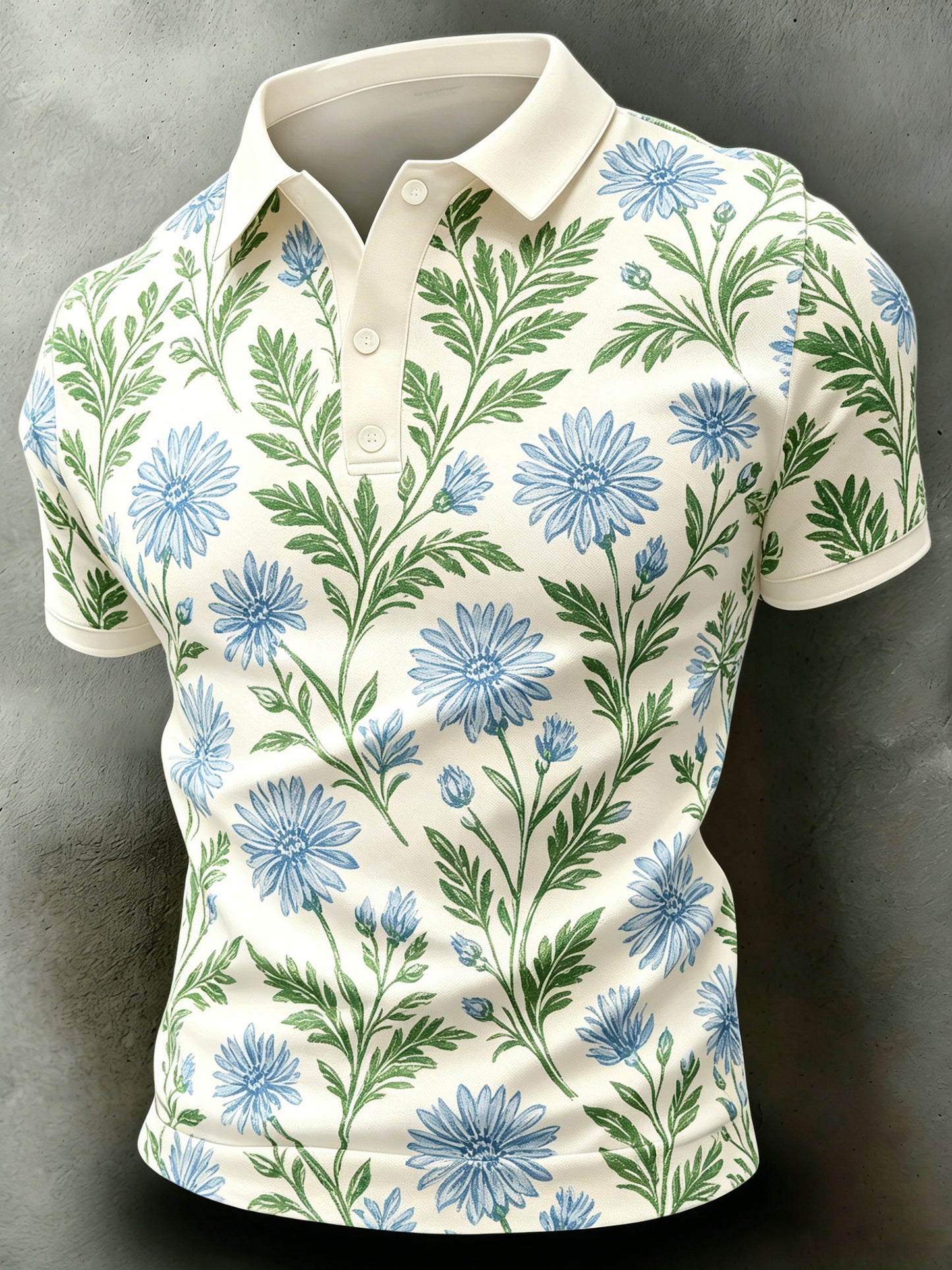 Men's short-sleeved polo shirt with art print commemorating the Swedish Midsummer festival