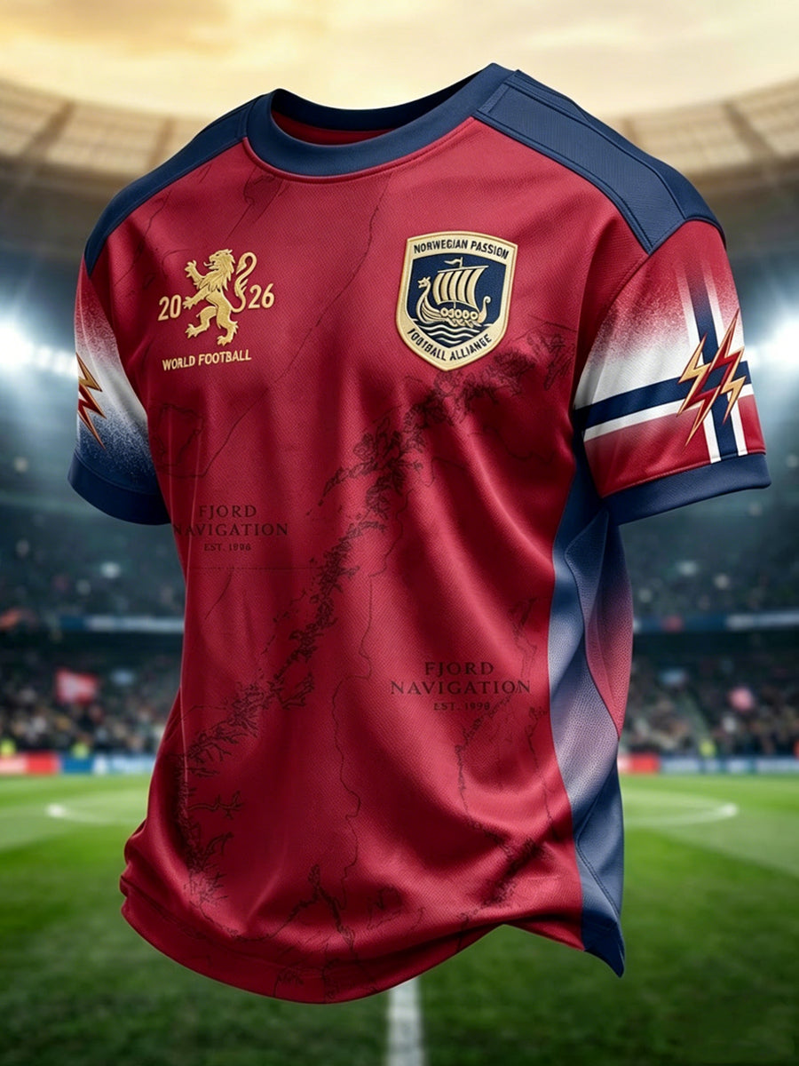 Retro Norway 2026 Patchwork Leisure T-Shirt