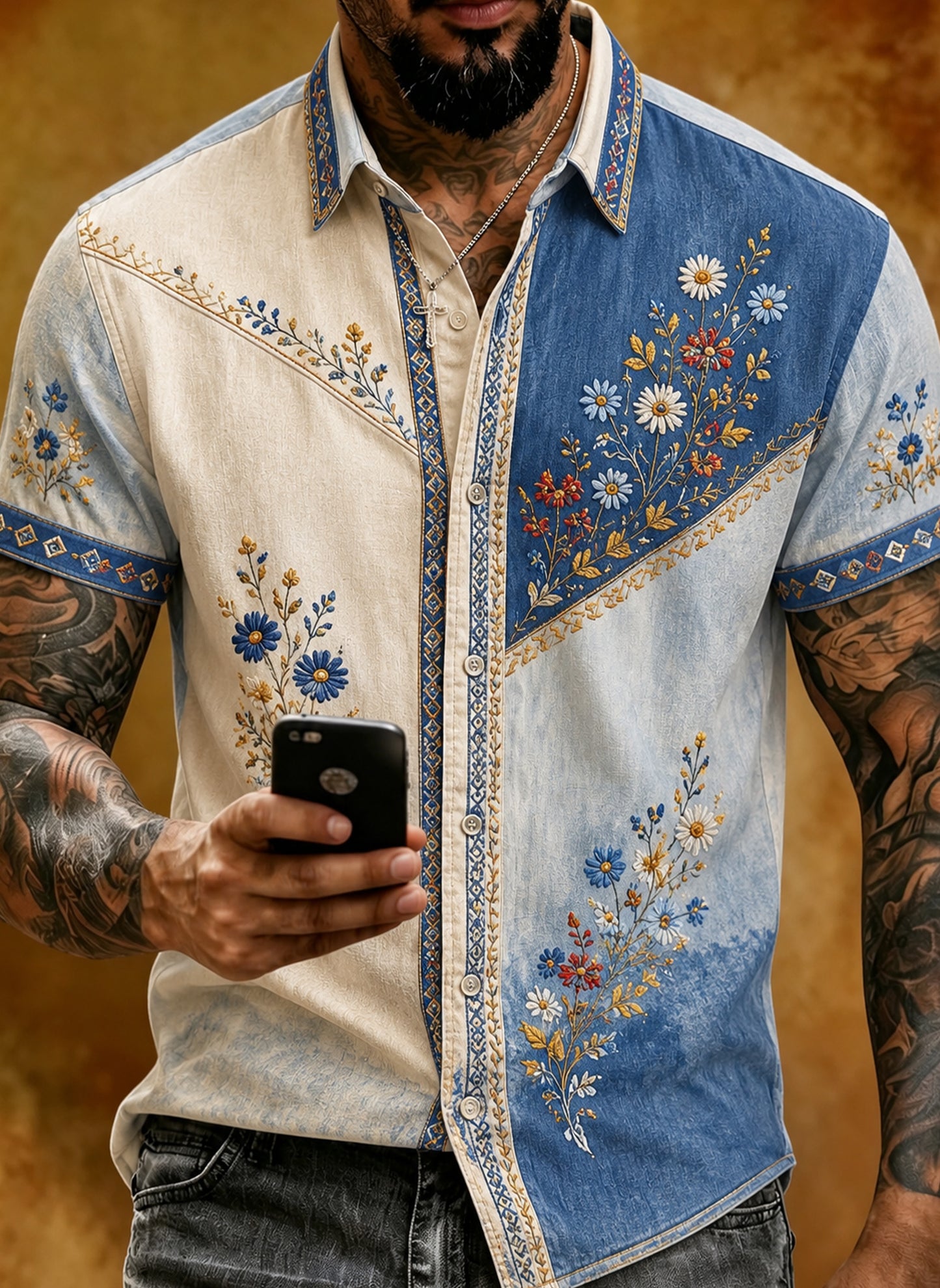 Men's shirt with art print commemorating Swedish holidays and festivals