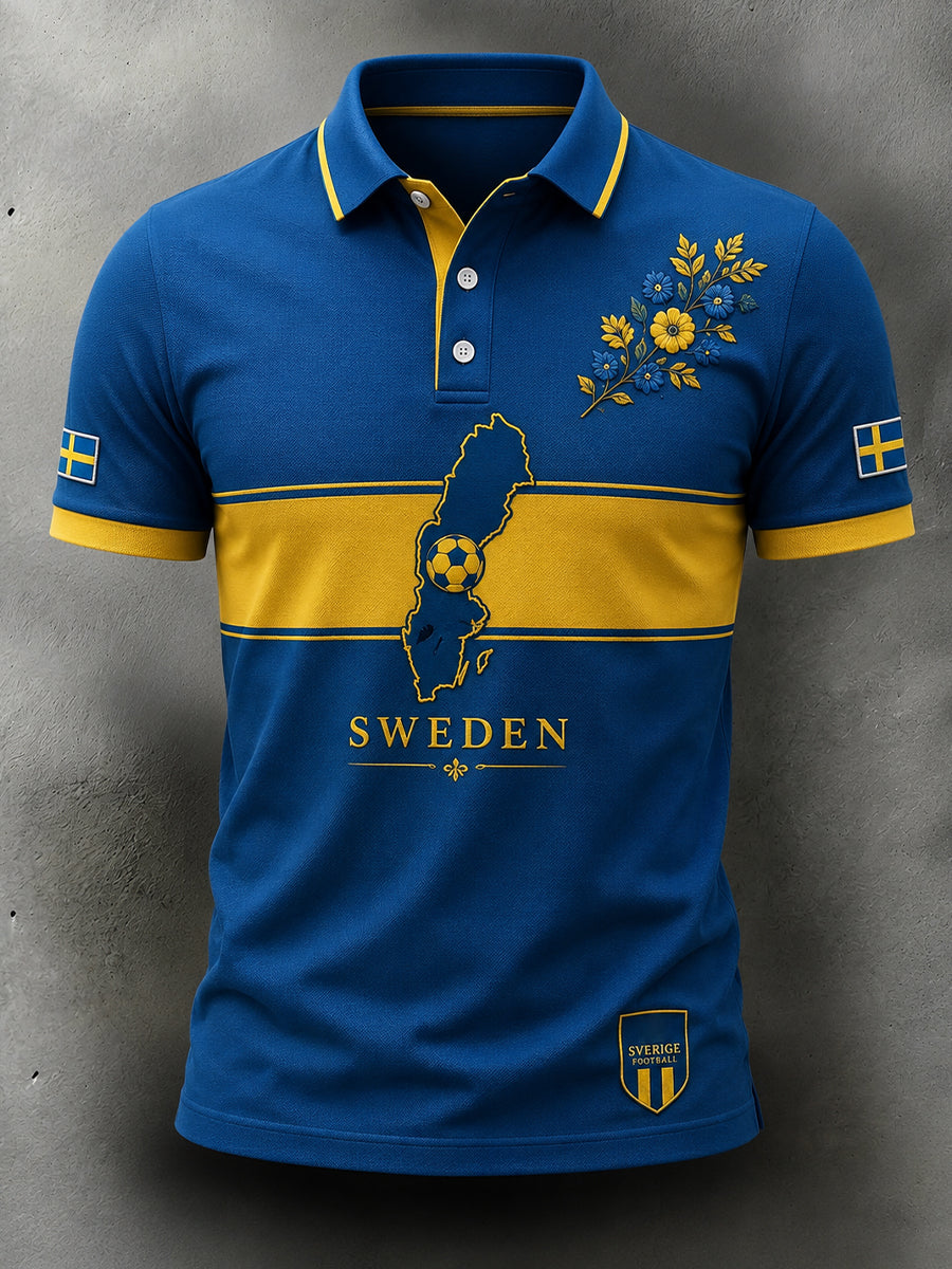Retro Swedish Football Fan Art Print Casual Sweatshirt