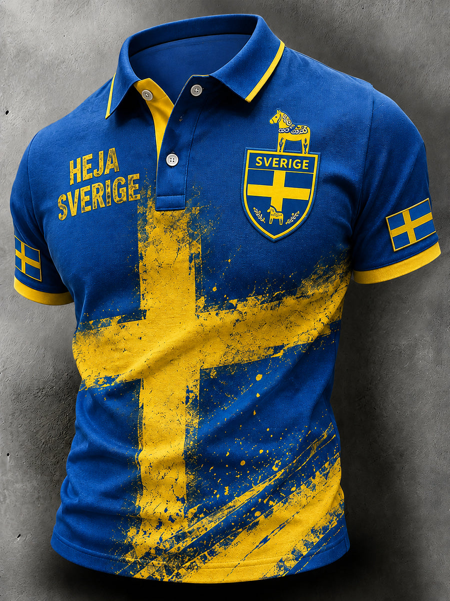 Retro Swedish Football Fan Art Print Casual Sweatshirt