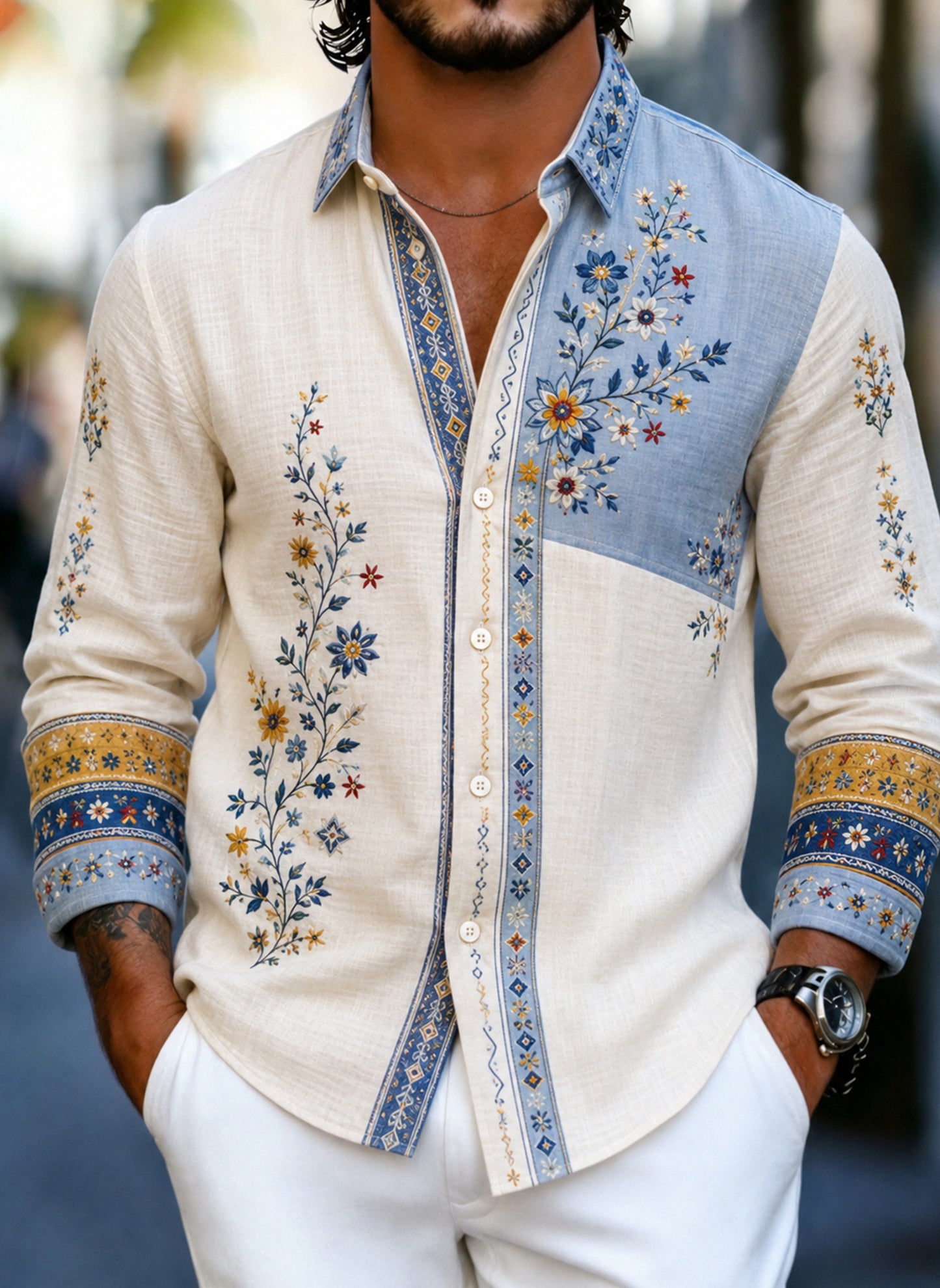 Men's shirt with art print commemorating Swedish holidays and festivals