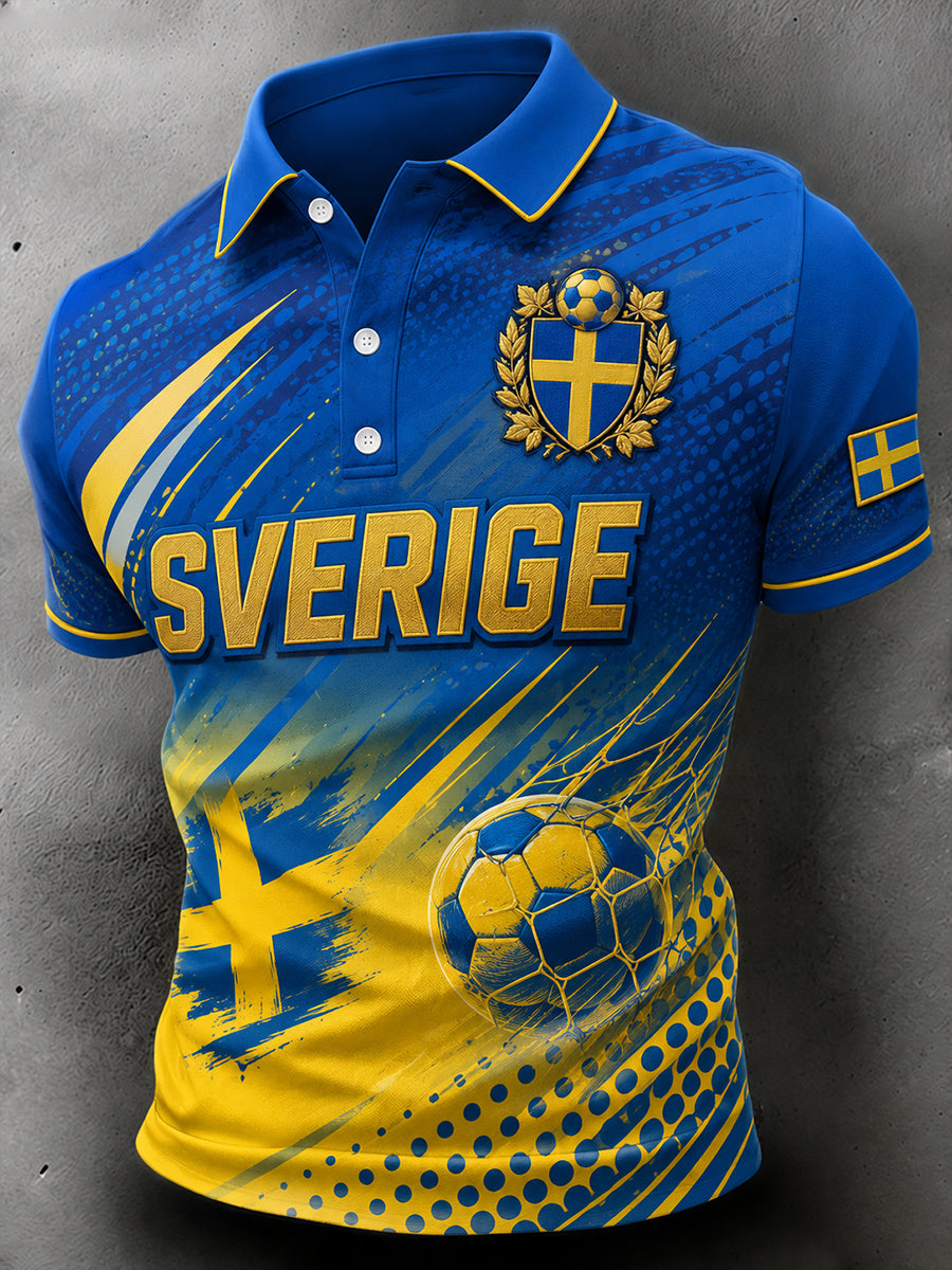 Men's Retro Football Print Relaxed Polo Shirt