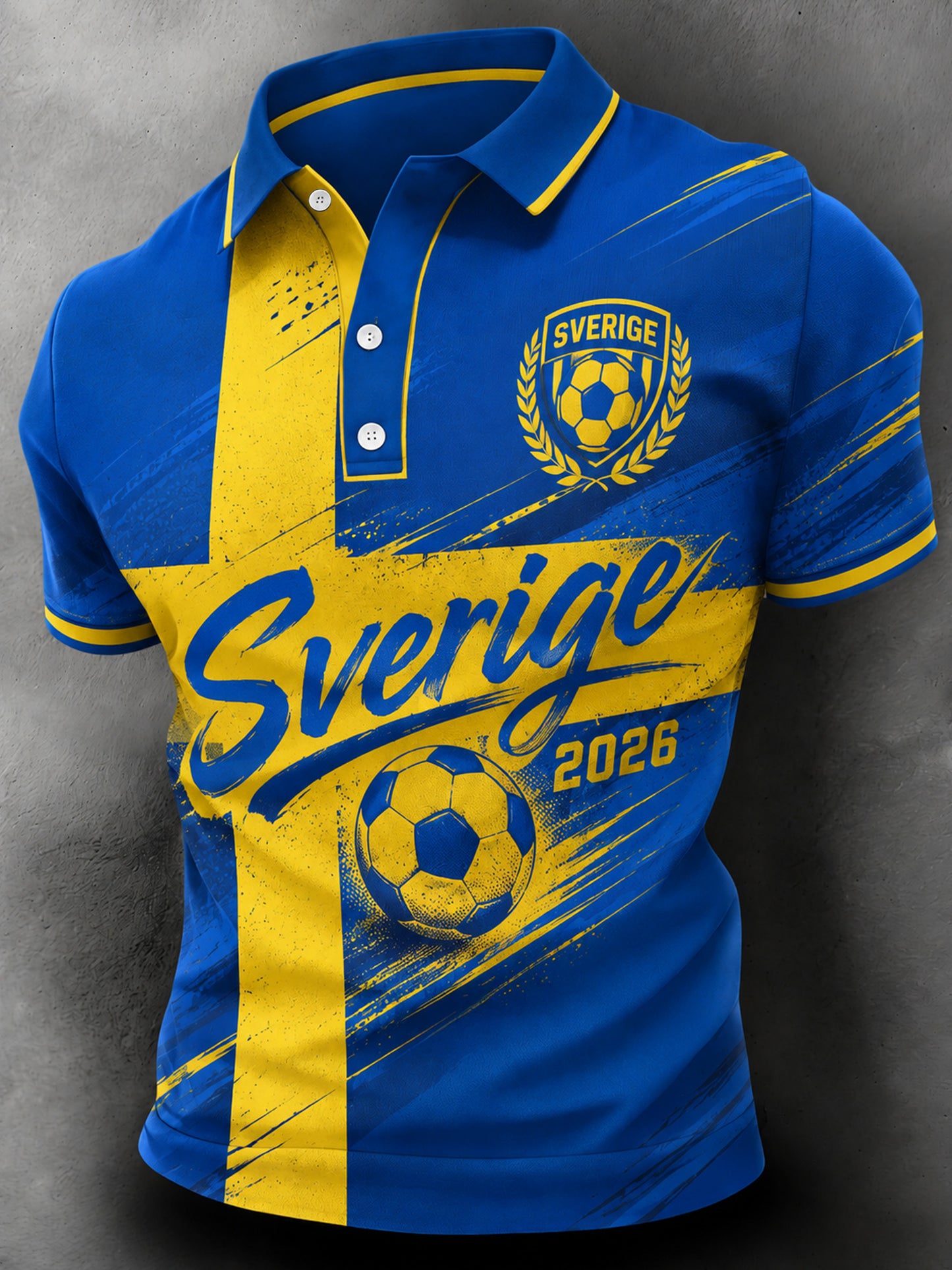 Herrpolotröja med svensk fotbollscheer-fanteknikertavla
