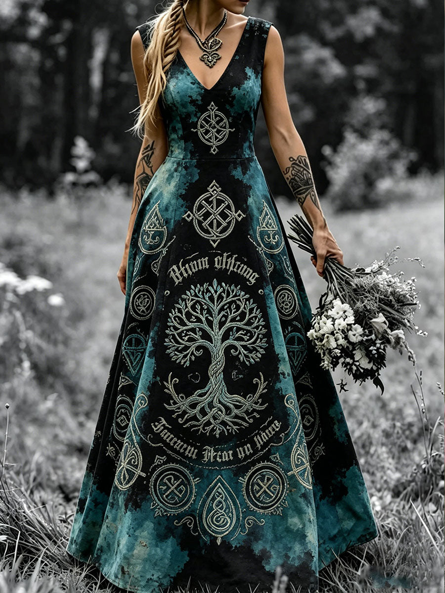 Women's Viking Style Nordic Art Printed Dress