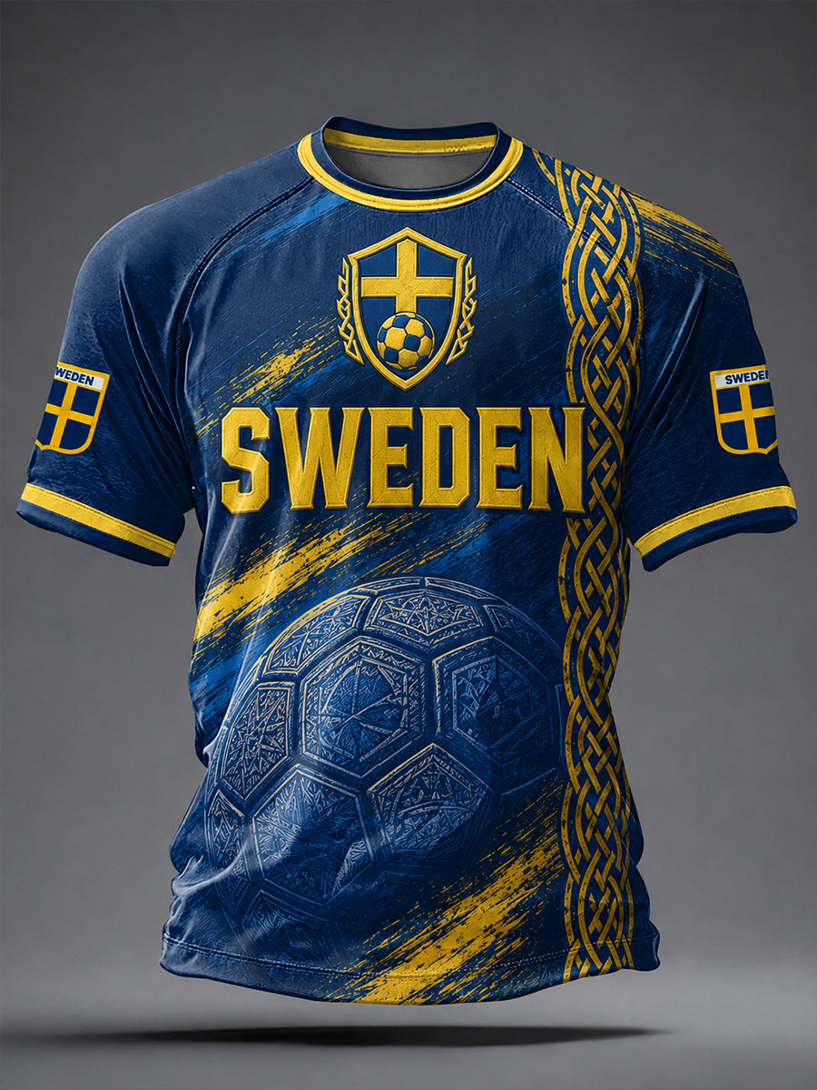 Men's Quartet Pattern Soccer Scarf Vintage Style Printed Casual T-shirt