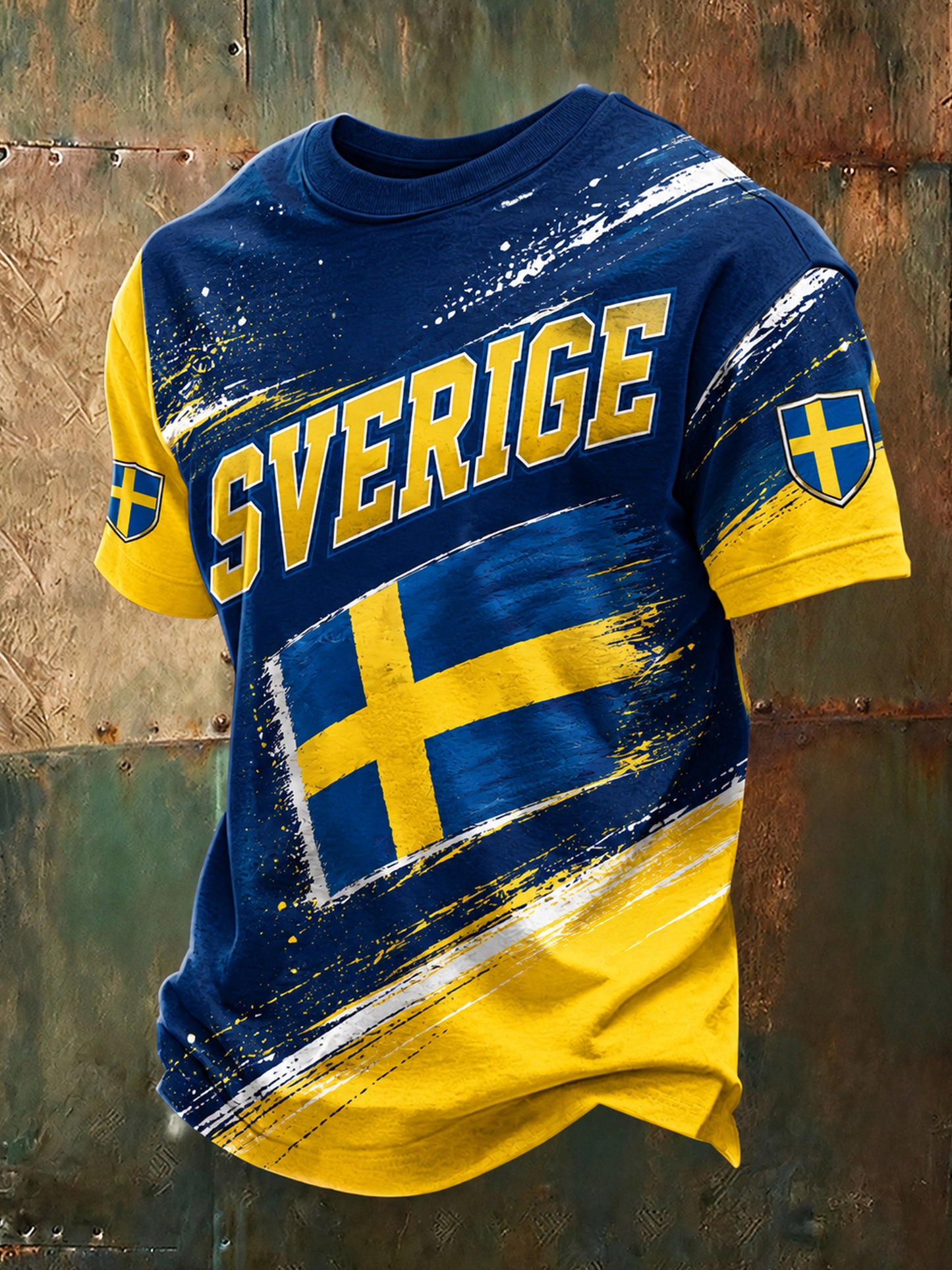 Men's Swedish Football Match Cheering Fan Art Print T-shirt