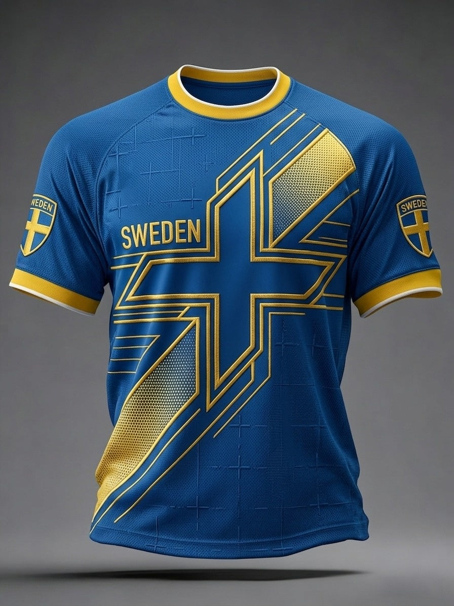 Men's retro-style shirt with Swedish football 2026 printed on