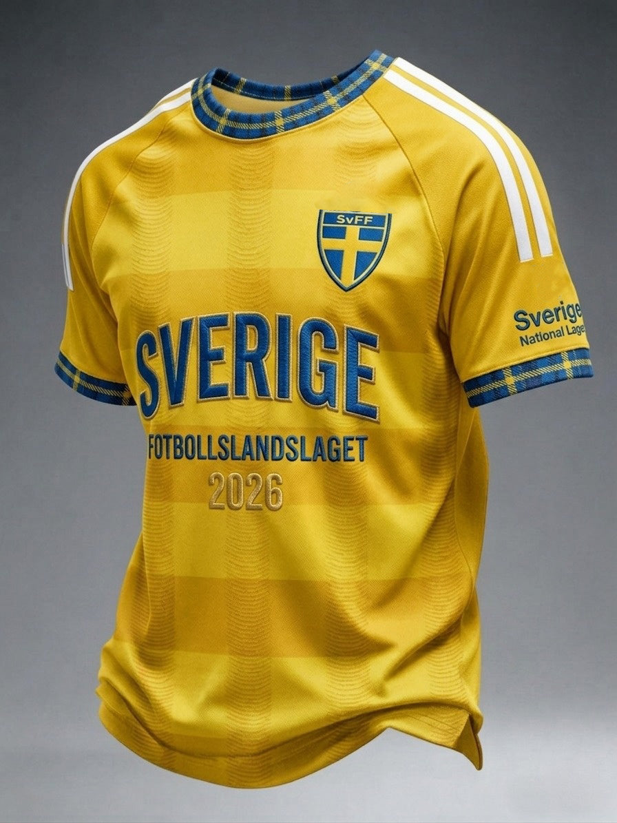 Men's retro-style shirt with Swedish football 2026 printed on