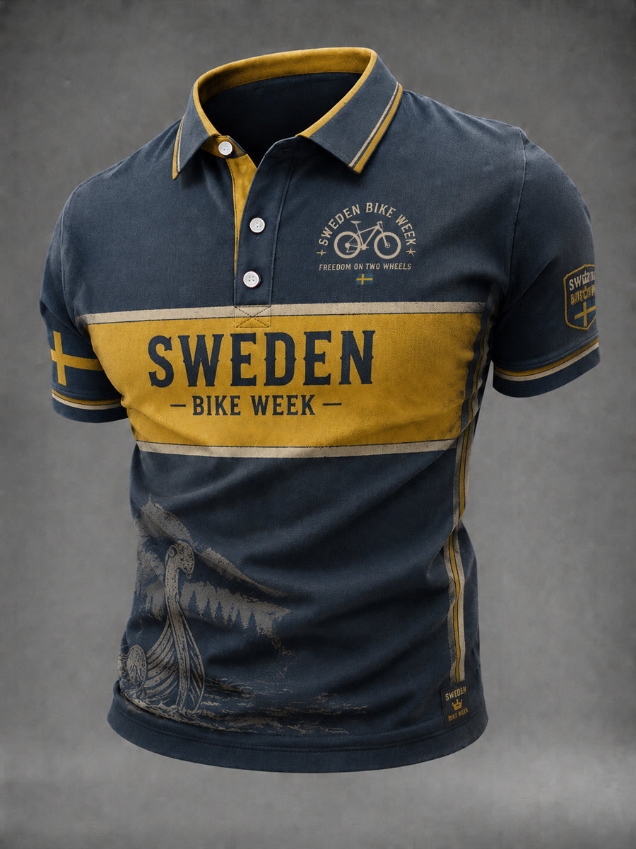 Men's Cycling Week in Sweden Print Casual Top