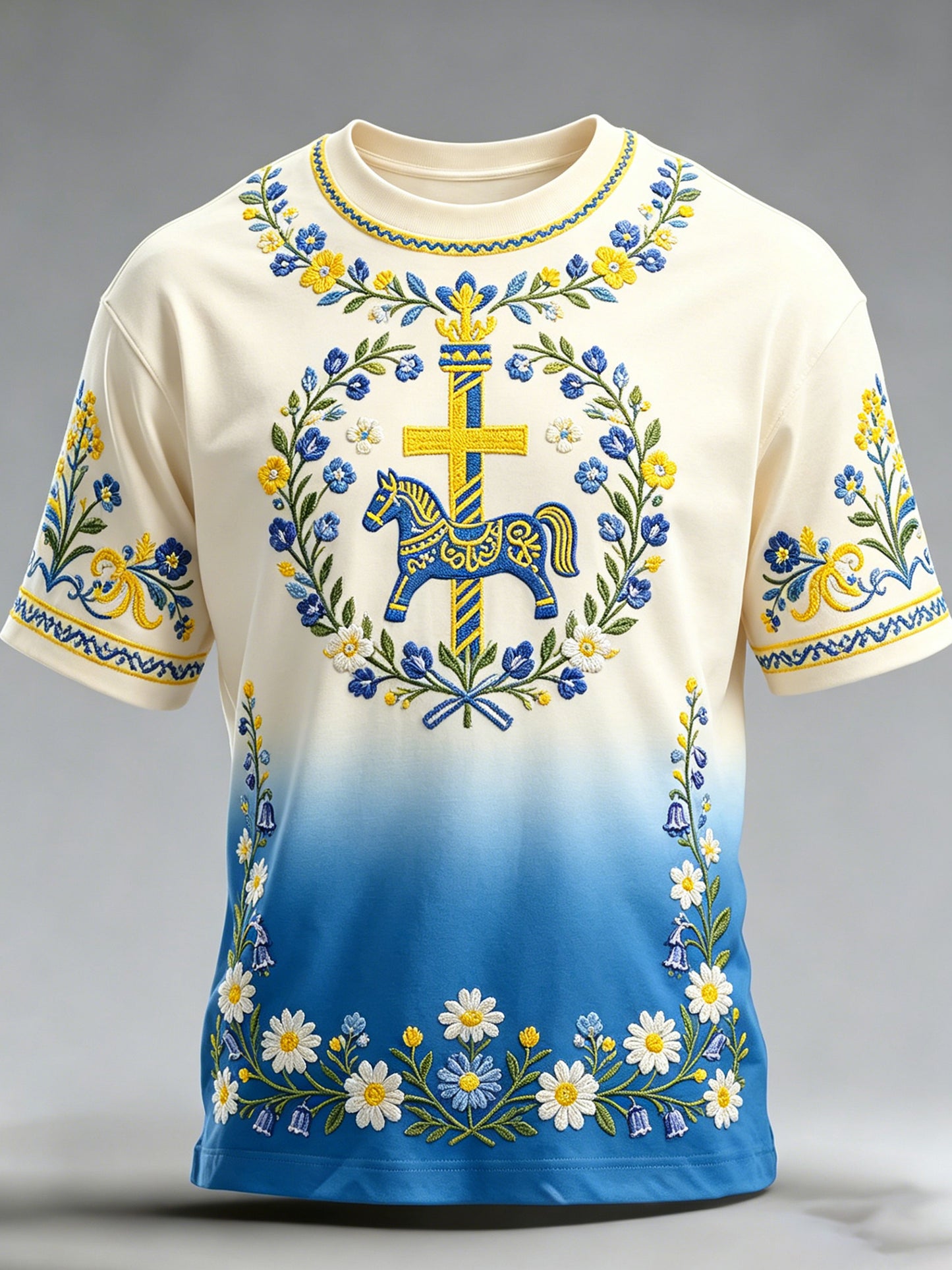Men's sweatshirt with art print commemorating the Swedish Midsummer and National Day
