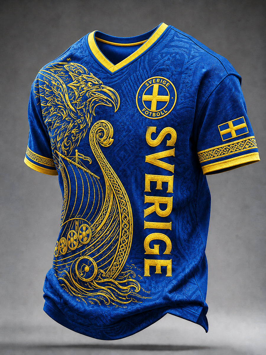 Retro svensk fotbollsfan-konsttryck avslappnad tröja