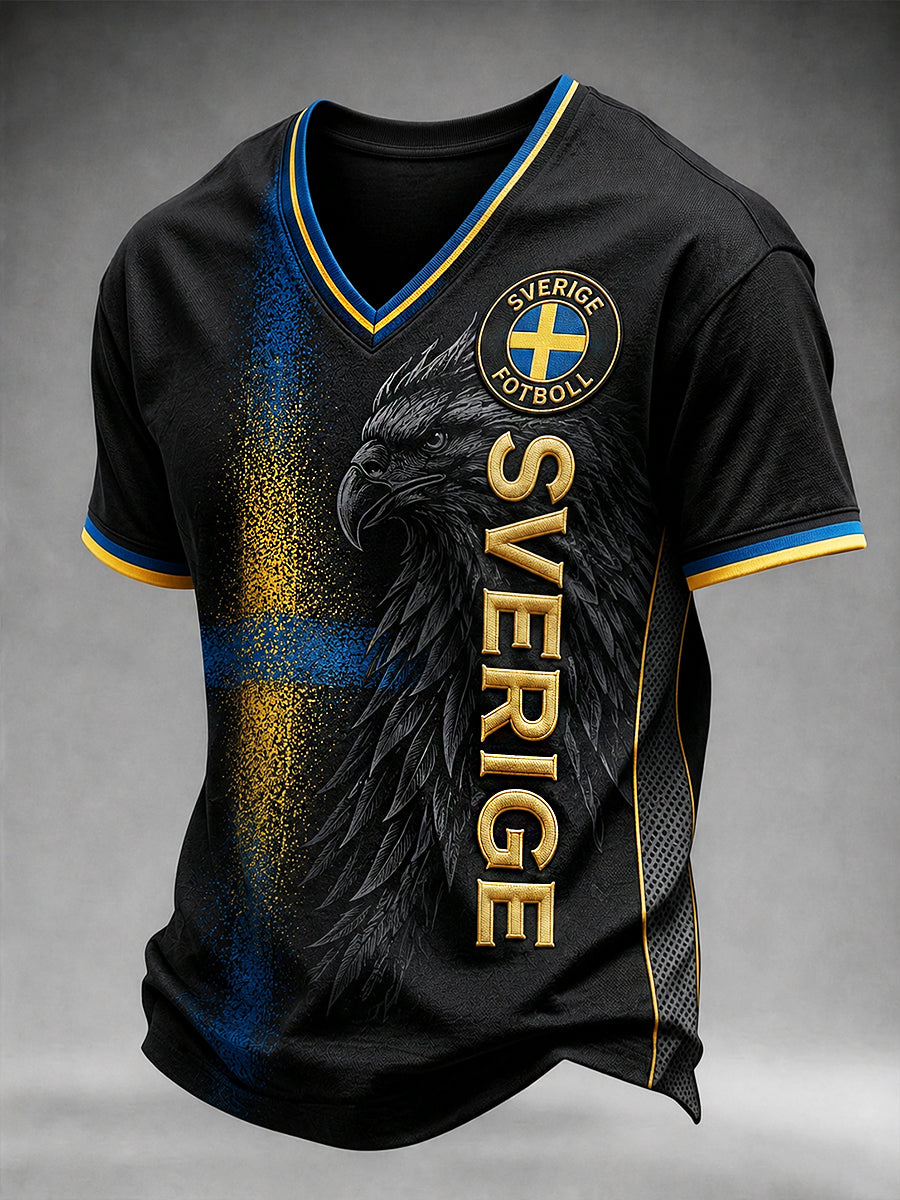 Retro Swedish Football Fan Art Print Casual Sweatshirt