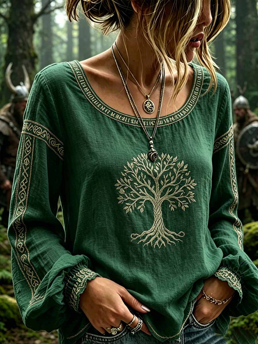 Women's Viking-themed patterned T-shirt