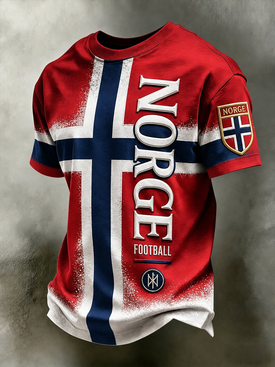 Retro Nordic Style Norway Football Fan Art Print Relaxed Suit