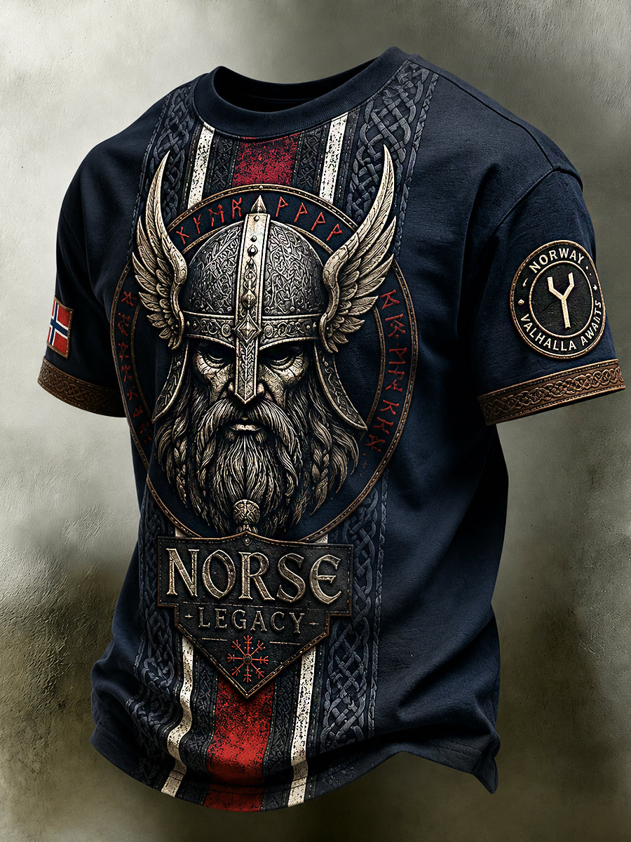 Men's Retro Nordic Style Norwegian Art Print Polo Shirt
