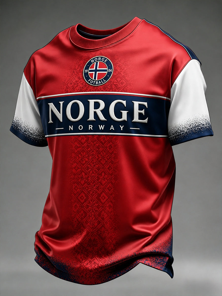 Retro Nordic Style Norway Football Fan Art Print Relaxed Suit