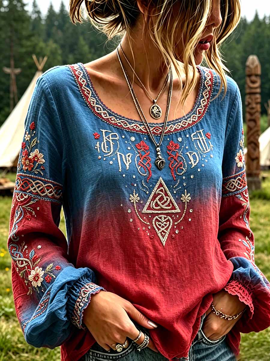 Women's Fashion Viking Art Print Top