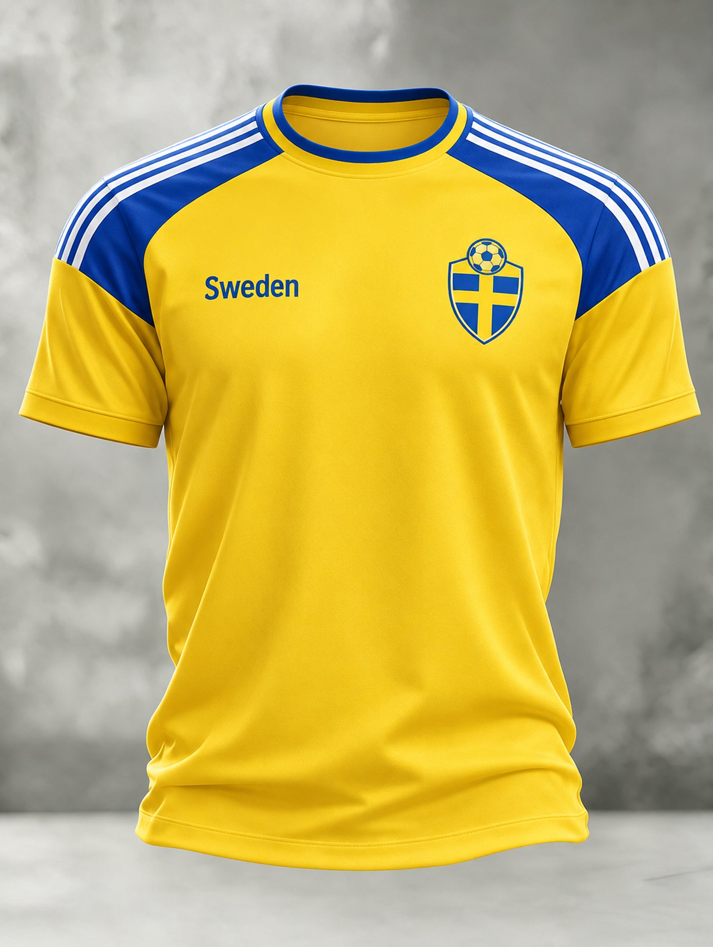 Konstnärlig t-shirt för herr med fotbollsmotiv och svensk tema