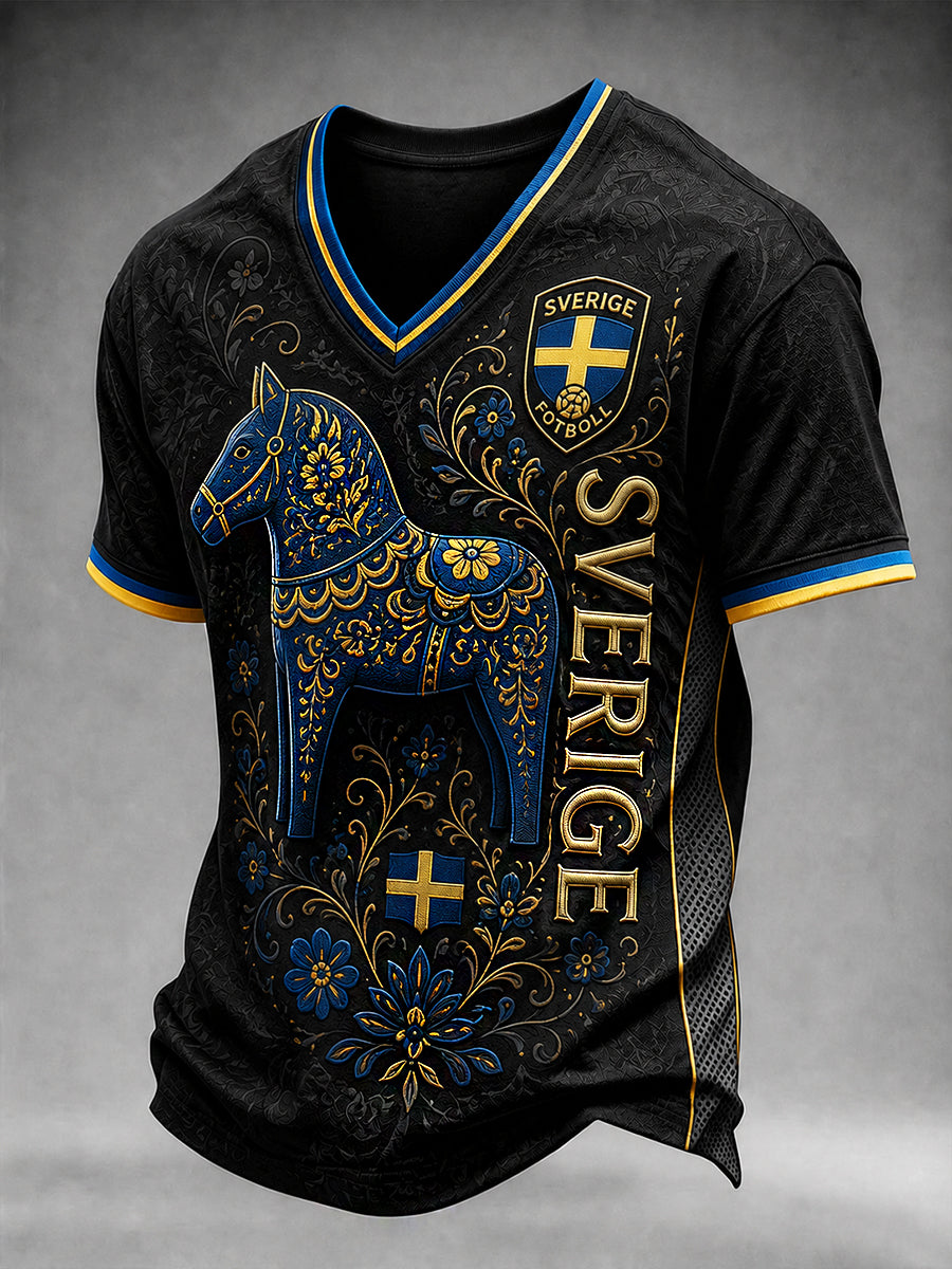 Retro Swedish Football Fan Art Print Casual Sweatshirt