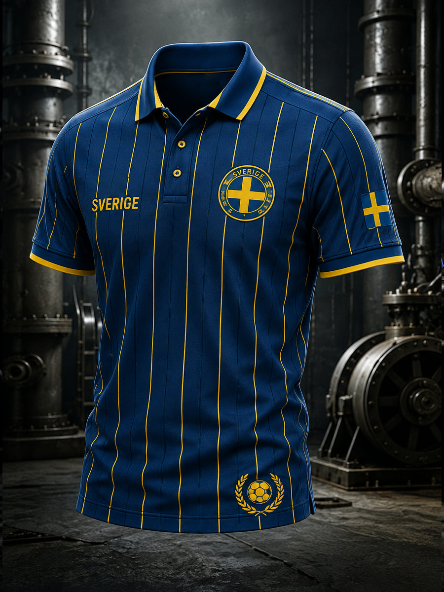 Retro svensk fotbollsfan-konsttryck avslappnad tröja