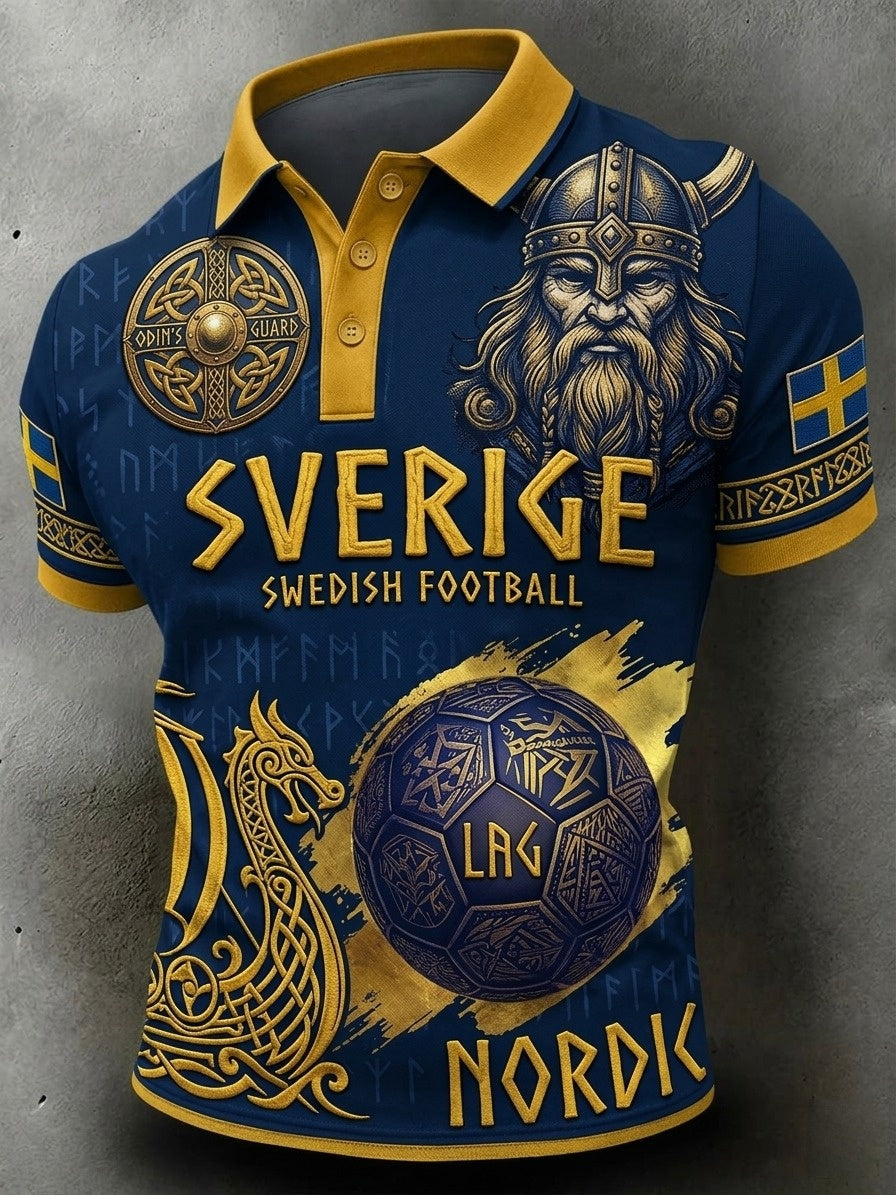 Herrpolotröja i retrostil för Sverige 2026, fotboll