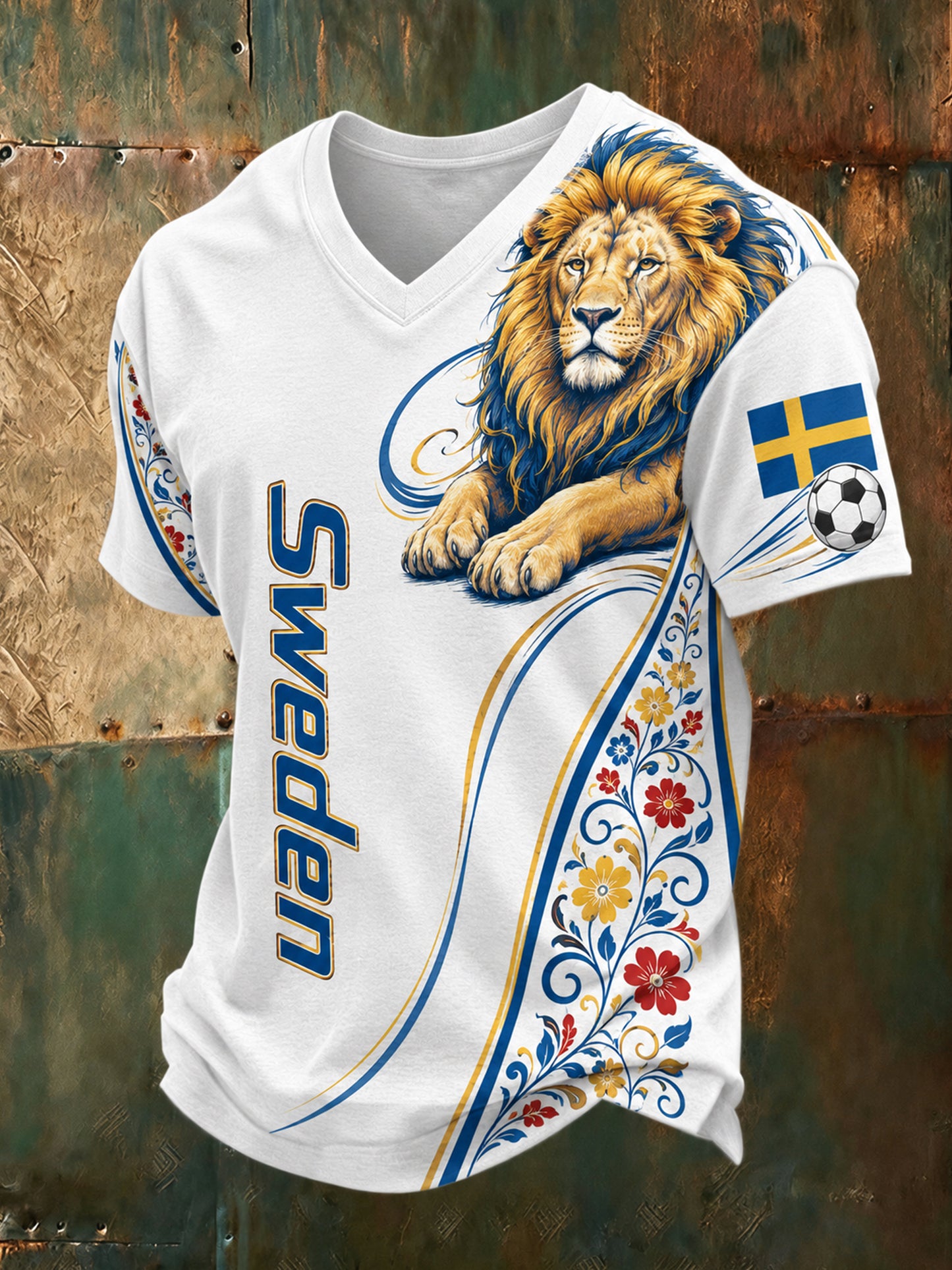 Herrtröja med V-ringning för svenska fotbollssupportrar