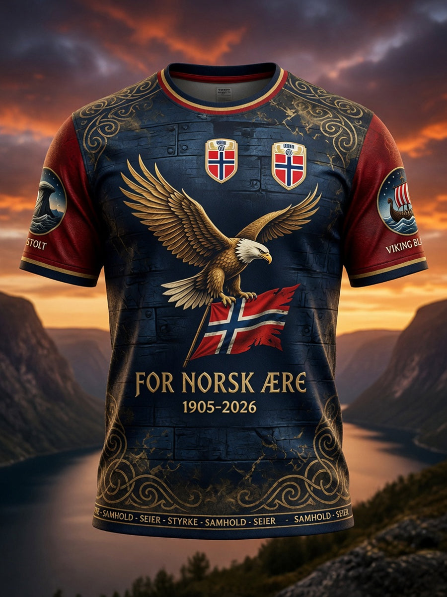 Retro Norge 2026 Fotball Ørn Kunst Uformell T-skjorte